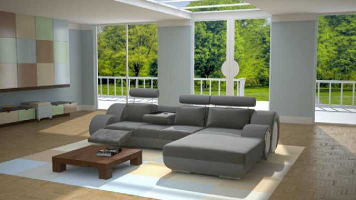 Designer Couch Sofa Polster Ledersofa +USB Neu Garnitur Wohnlandschaft Eckcouch