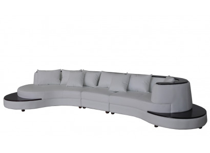 Luxus Wohn Eck Leder Garnitur Polster XXL Big Sofa mit USB UForm Ecke Landschaft