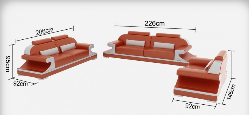Ledersofa Couch Wohnlandschaft 3+2+1 Sitzer Garnitur Sofa Sofagarnitur