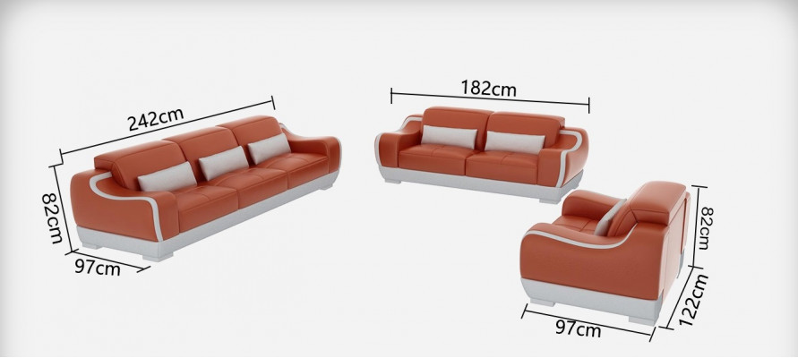 Ledersofa Couch Wohnlandschaft 3+2+1 Sitzer Garnitur Sofa Sofagarnitur mit USB