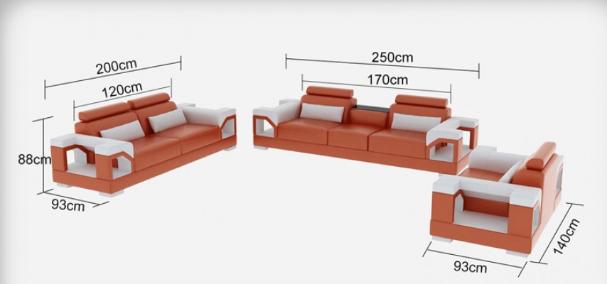 Ledersofa Couch Wohnlandschaft 3+2+1 Sitzer Garnitur Design Modern Sofa mit USB