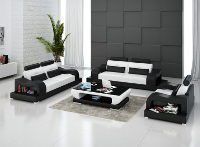 Ledersofa Couch Sofagarnitur Wohnlandschaft 3+2+1 Sitzer Garnitur Design Modern G8005D