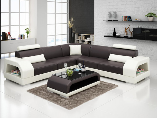 Ledersofa mit USB Wohnlandschaft Ecksofa Eck Garnitur Design Moderne Sofa G8001B