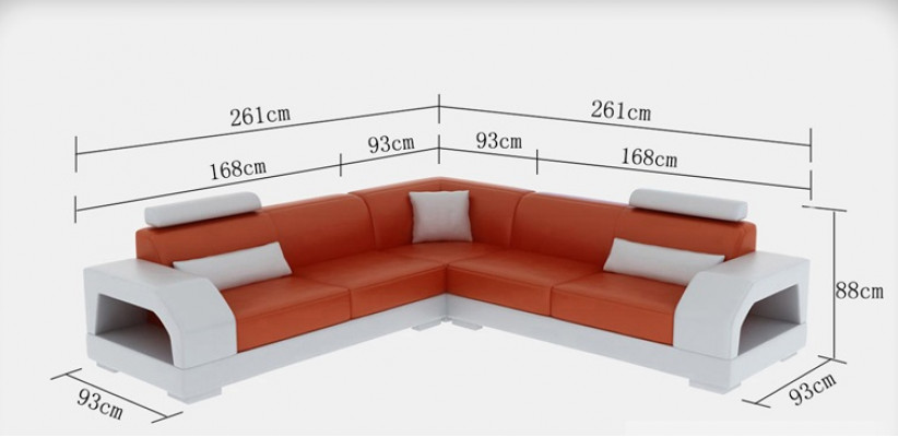 Ledersofa mit USB Wohnlandschaft Ecksofa Eck Garnitur Design Moderne Sofa G8001B