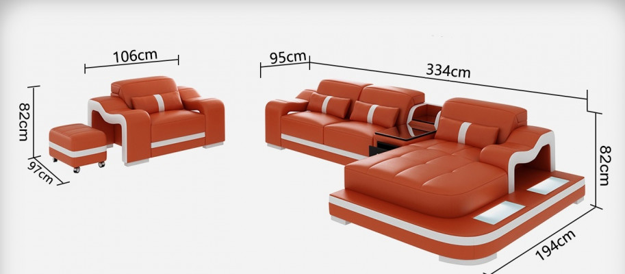 Ledersofa Couch Wohnlandschaft Ecksofa Eck Garnitur Design Modern Sofa G8027E