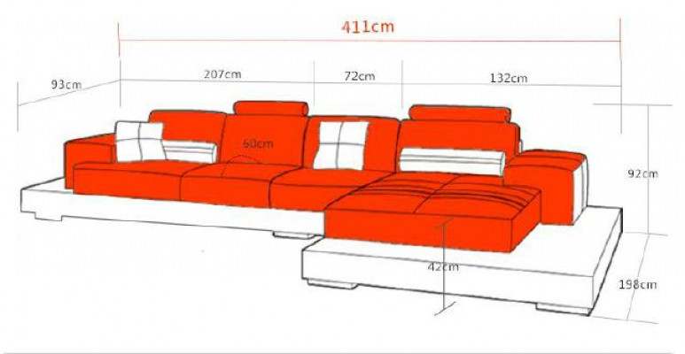 Ledersofa Ecksofa Sofa mit USB,Design Sitz Polster Garnitur Wohnlandschaft 2725B