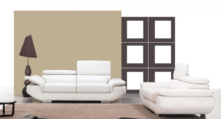 Sofagarnitur mit USB Polster Sofa Sitz Leder Garnitur 3+2 Sitzer Weilrod "Weiß"