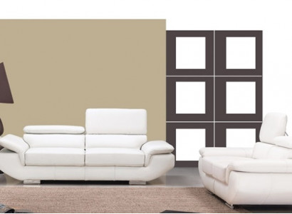 Sofagarnitur mit USB Polster Sofa Sitz Leder Garnitur 3+2 Sitzer Weilrod "Weiß"