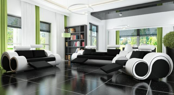 LEDERSOFA 321 SOFAGARNITUR SITZER RELAX POLSTERGARNITUR COUCH COUCHGARNITUR