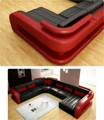 Ledersofa wohnlandschaft couch garnitur polsterecke eckcouch sofa u Form Bergamo