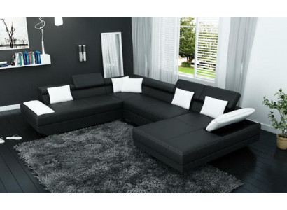 Ledersofa Sofa Couch Polster Eck Garnitur Wohnlandschaft XXL Big Ecksofa 2719D