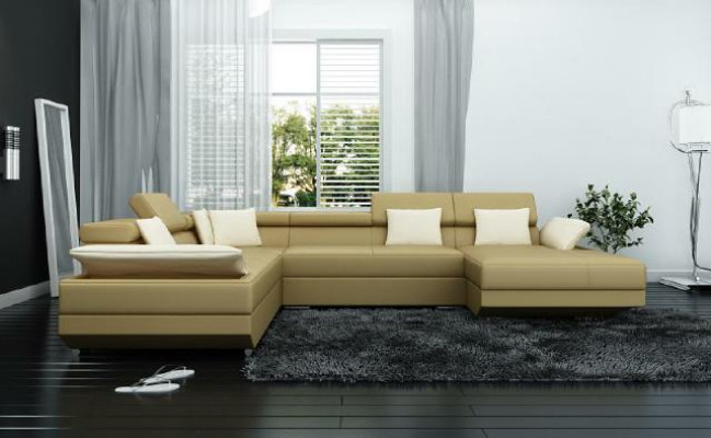 Ledersofa Sofa Couch Polster Eck Garnitur Wohnlandschaft XXL Big Ecksofa 2719D