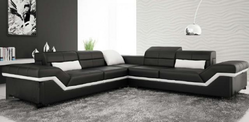 Ledersofa XXL Wohnlandschaft Couch Design Sofa mit USB Ecksofa Sofagarnitur Weiß