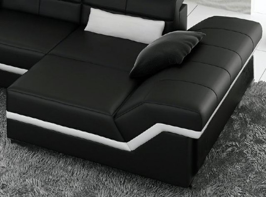 Ledersofa XXL Wohnlandschaft Couch Design Sofa mit USB Ecksofa Sofagarnitur Weiß