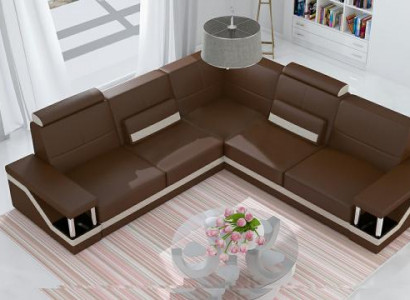 Ledersofa Eckcouch Sofa + USB Poster Eckgarnitur Sofas Stoff Leder Garnitur Neu