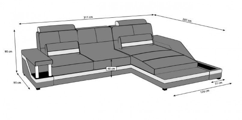 Ecksofa Garnitur Leder Textil Stoff Wohnlandschaft Sofa USB Neu Maßanfertigung
