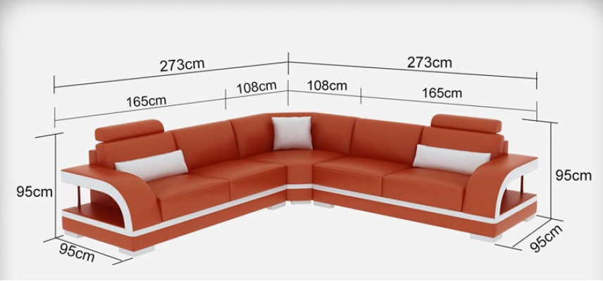 Ledersofa mit USB,Wohnlandschaft Ecksofa Eck Garnitur Design Modern Sofa G8011B