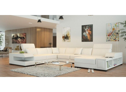 Schneeweißes Designer-Ecksofa in U-Form für luxuriöses Wohnambiente