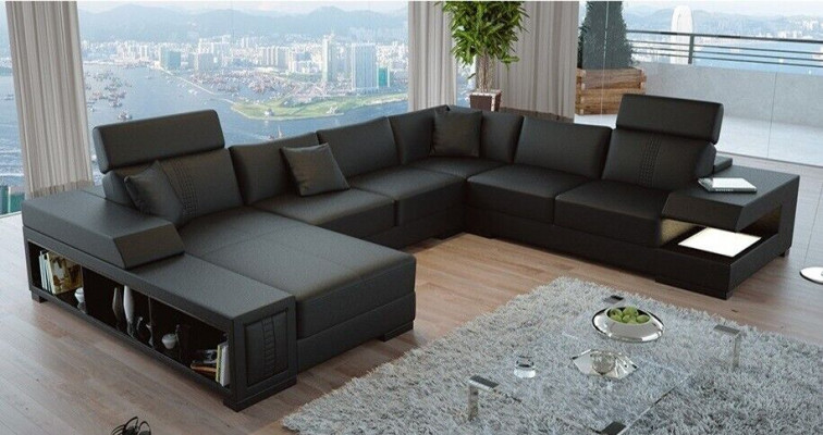 Schneeweißes Designer-Ecksofa in U-Form für luxuriöses Wohnambiente