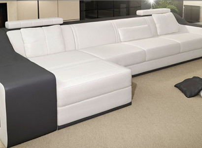 Ledersofa mit USB Wohnlandschaft Ecksofa Eck Garnitur Design Modern Sofa B2017B