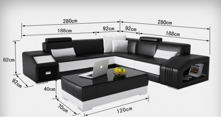  Ledersofa mit USB Wohnlandschaft Ecksofa Eck Garnitur Design Modern Sofa L6003B