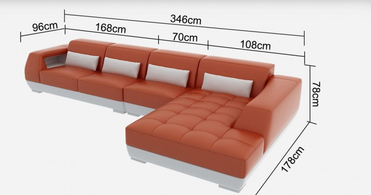 Ledersofa Ecksofa + USB Garnitur Wohnlandschaft Polster L Form Couch Sofa G8024C