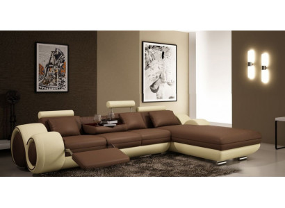 Patentiertes Design Ecksofa Sofa +USB,Polster Leder Ecke BERLIN Wohnlandschaft