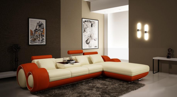 Patentiertes Design Ecksofa Sofa +USB,Polster Leder Ecke BERLIN Wohnlandschaft