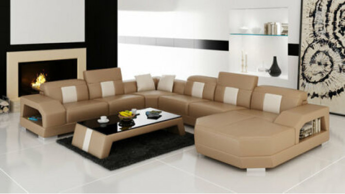 Leder Sofa Couch Wohnlandschaft Eck Garnitur Design Modern Couch