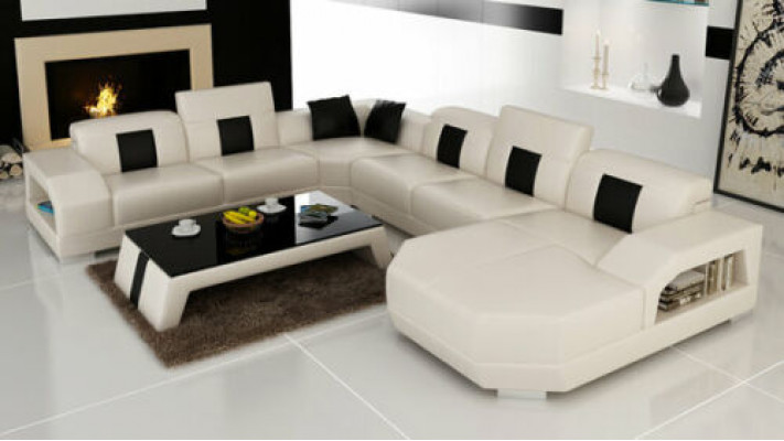 Leder Sofa Couch Wohnlandschaft Eck Garnitur Design Modern Couch