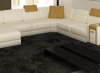 Wohnlandschaft Designer Sofa LED USB Couch Big Polster Leder Sofas Eck Ecke Sitz