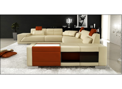 Ledersofa Sofa mit USB Couch Designersofa U Form Eckgarnitur Polsterecke XXL Big