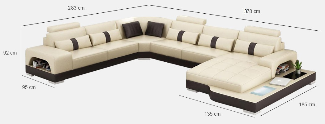 Leder U Form Wohnlandschaft Couch Big XXL Sofa mit USB Polster Ecke Garnitur Eck