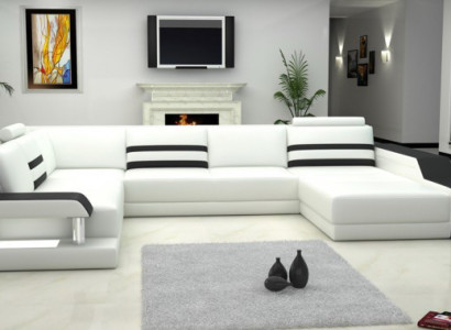 Ledersofa Sofa Couch Polster Ecksofa Big Garnitur Wohnlandschaft Sofas mit USB