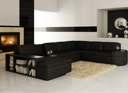 Modern Ecksofa + USB Couch Polster Leder Design Sofa Garnitur Wohnlandschaft Neu