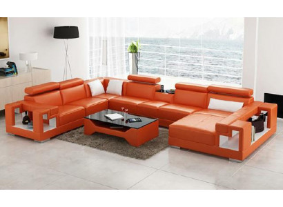 Modernes Flair U-Form Leder-Ecksofa für Ihr zeitgemäßes Wohnzimmer