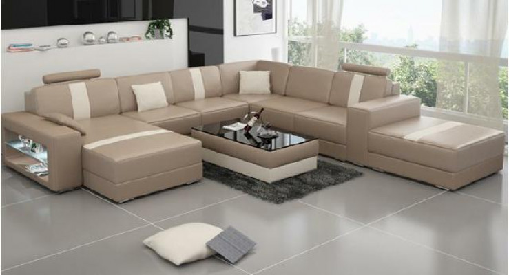 Ecksofa Polster +USB Designer Sofa Couch Modernde Sofas U Form Leder Eckgarnitur