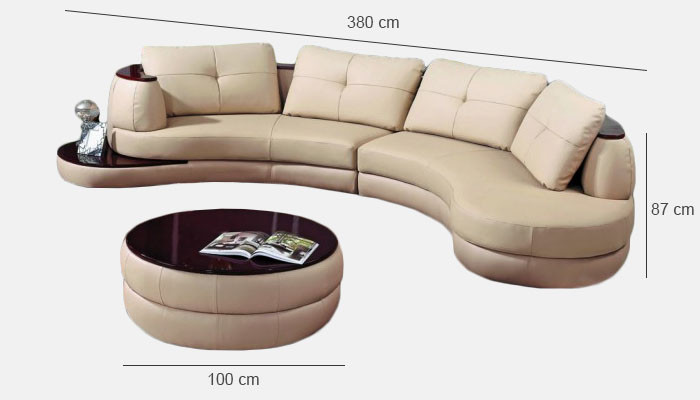 Moderne Rundcouch Ecksofa Runde Eck Polster Sofa Sitz Garnitur Leder Couch + USB