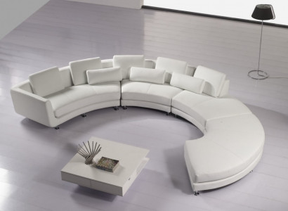 Ecksofa Moderne Rundcouch Runde Eck Polster Sofa Sitz Garnitur Leder Couch + USB