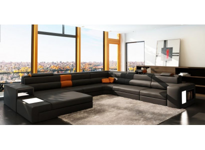 Design Couch Sofa Ecksofa Polster Eck Sitz Garnitur Wohnlandschaft Leder USB+LED