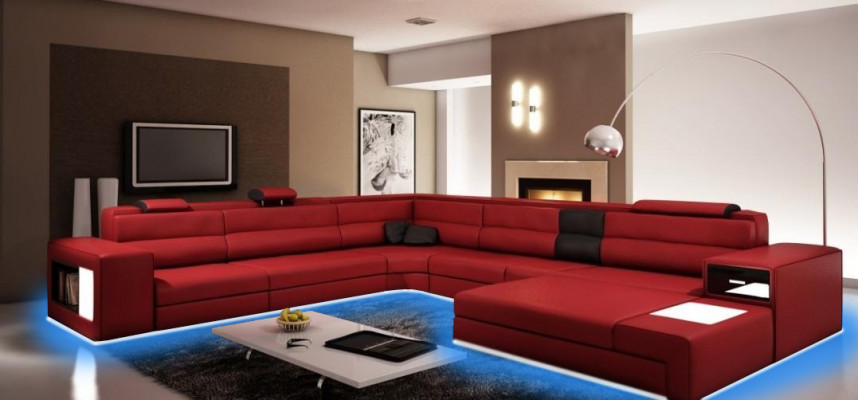 Modern Elegantes U-Form Ecksofa aus Leder für stilvolle Wohnräume Sofa