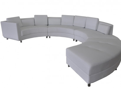 Ledersofa USB Runde Couch Wohnlandschaft Garnitur Design Modern Rund Sofa Neu