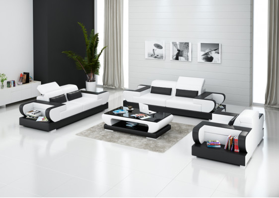Ledersofa Couch Wohnlandschaft 3+2+1 Sitzer Garnitur Design Modern Sofa G8002D