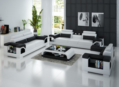 Ledersofa Couch Wohnlandschaft 3+2+1 Sitzer Modern Garnitur Design Sofa