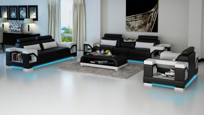 Ledersofa Couch Wohnlandschaft 3+2+1 Sitzer Modern Garnitur Design Sofa