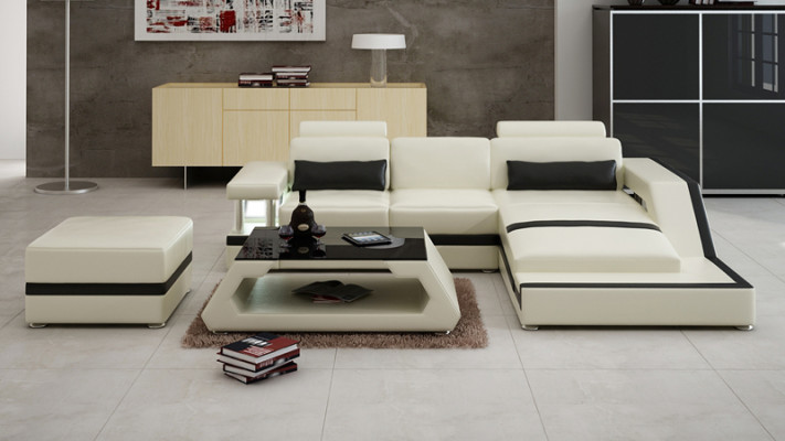 Ledersofa mit USB Wohnlandschaft Ecksofa Eck Garnitur Design Modern Sofa L6002E