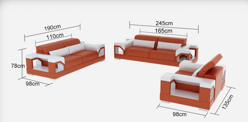 Ledersofa Couch Sofagarnitur Set 3+2+1Sitzer Garnitur Design Modern Sofa mit USB