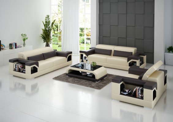 Ledersofa Couch Sofagarnitur Set 3+2+1Sitzer Garnitur Design Modern Sofa mit USB