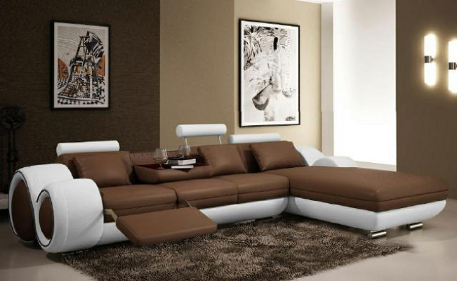 Ecksofa USB Wohnlandschaft Couch Ledersofa Sofa Garnitur Massanfertigung