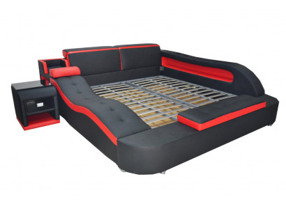 Doppel Luxus Design Leder Bett Polster Betten Moderne Hotel Multifunktion